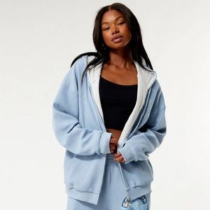 Boys Lie Blue Cotton Graphic Zip up Hoodie